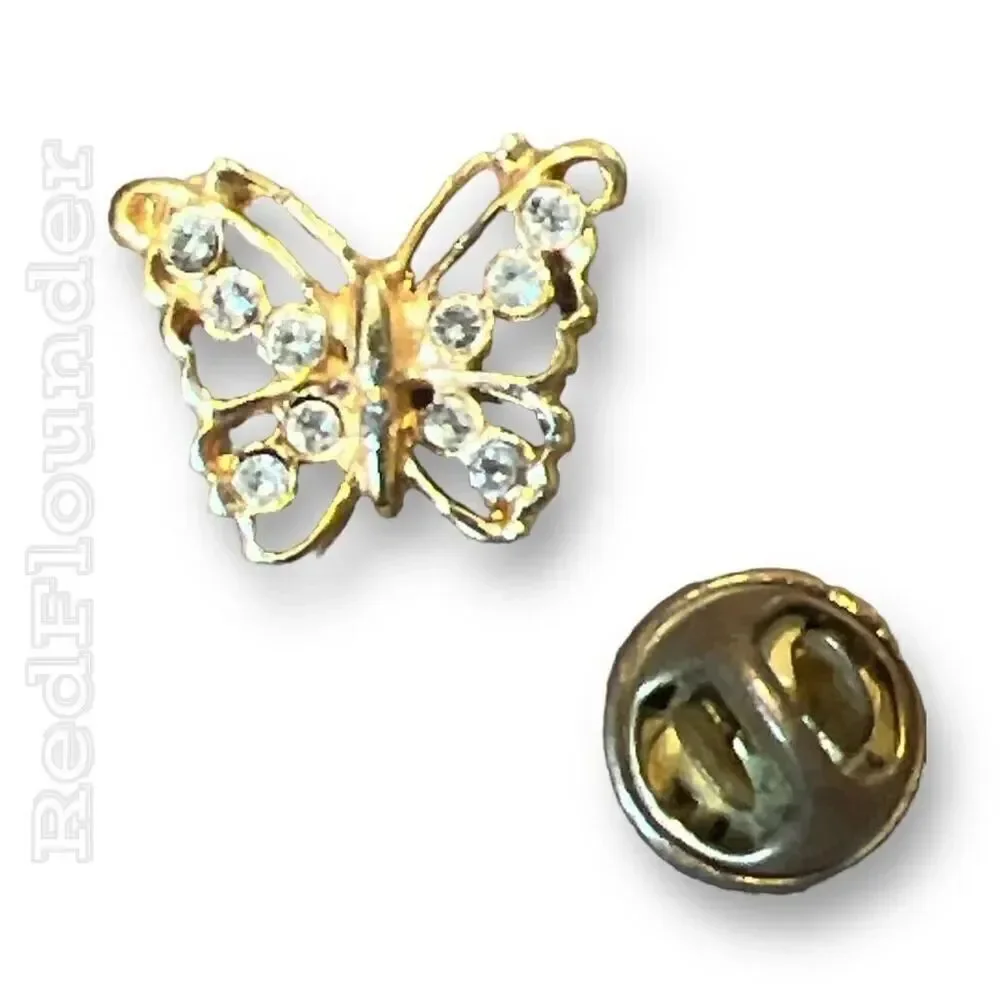 Vintage Gold Tone & Clear Rhinestone Pin
